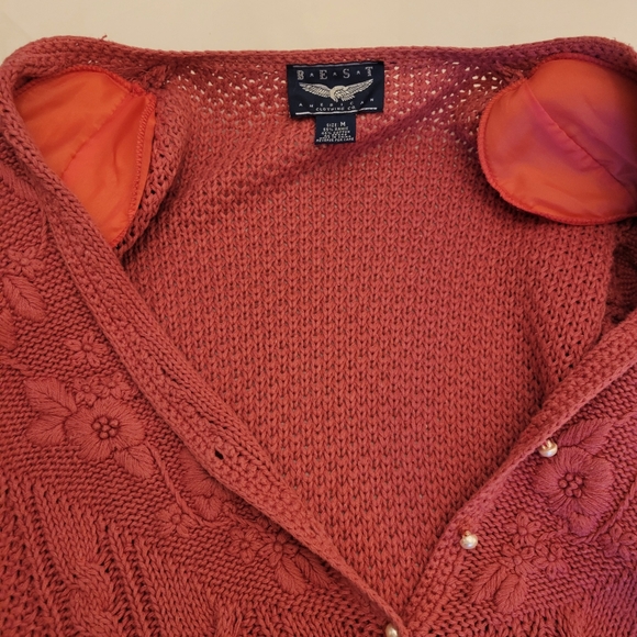 VINTAGE Cable Knit Cardigan| Women's Medium|Dusty Rose/Mauve - Picture 7 of 9